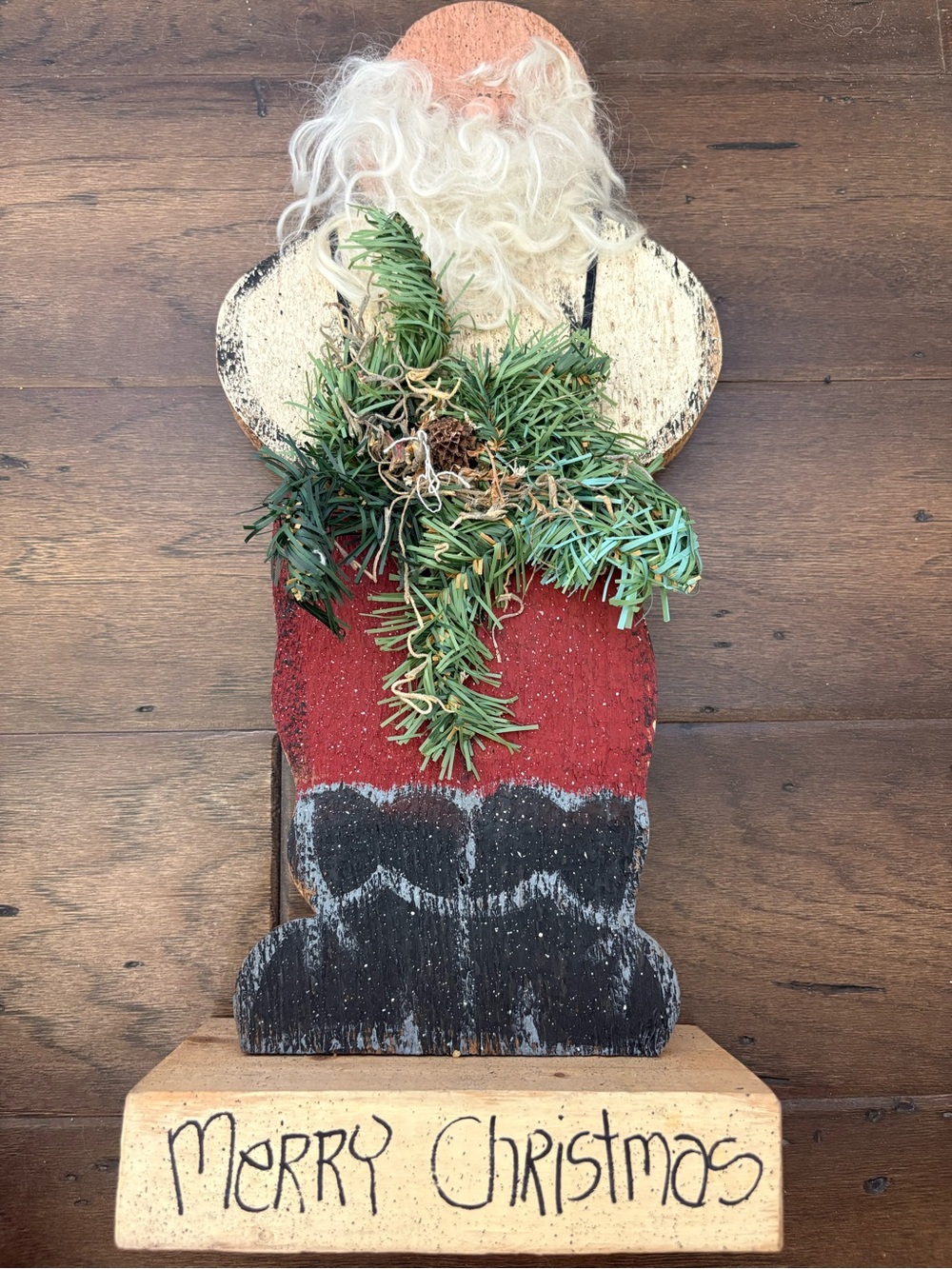 Handmade Primitive Style Folk Art Santa Claus Figurine Christmas Decor 16” Tall